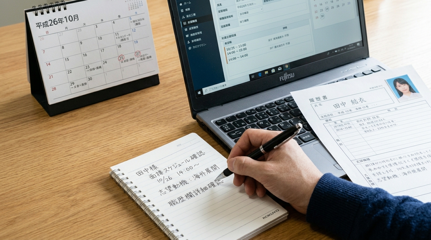 採用や候補者連絡を整理するイメージ